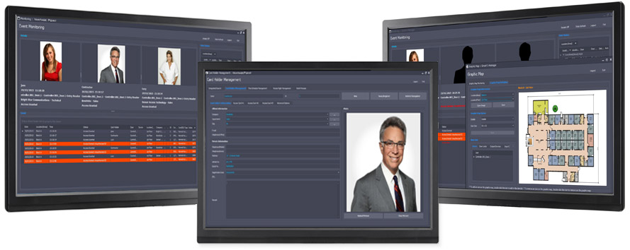 Image of the new VantagePoint software - showing three computer screens that demo the software