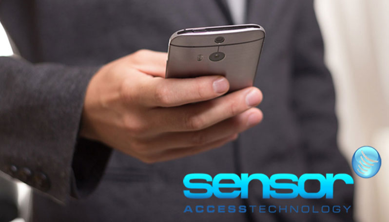 Image of a man holding a phone with the Sensor Access logo - making better use of access control systems